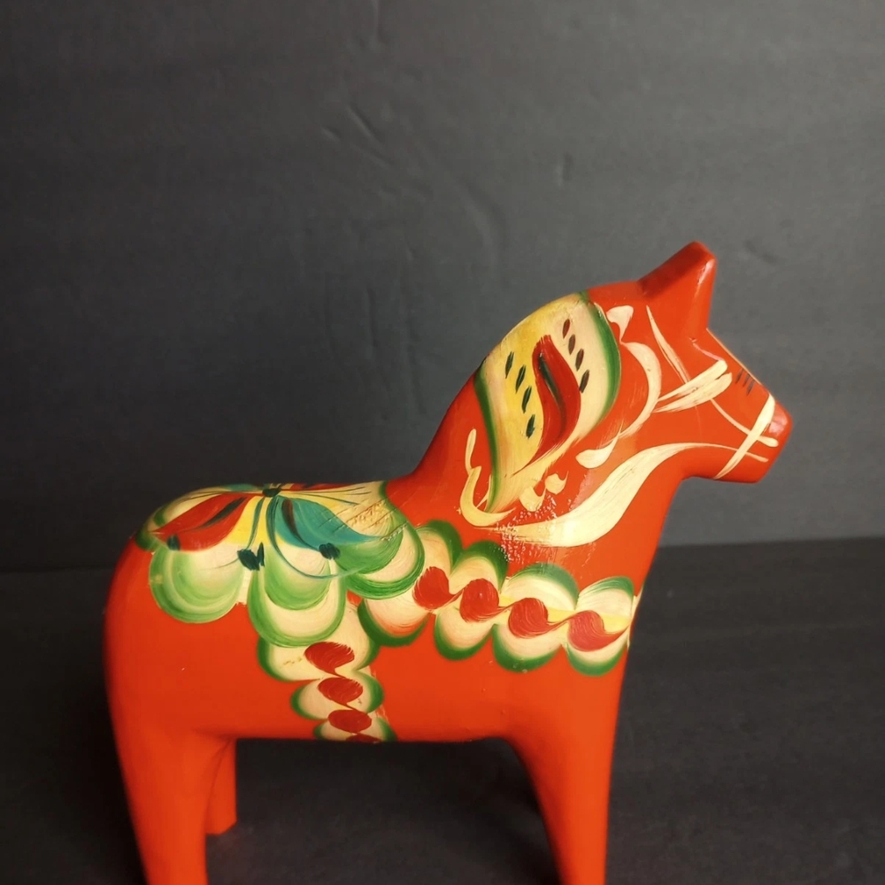 Vtg Dala Horse Nils Olsson 6.5" Tall Swedish Folk Art Wood Carving See Descr